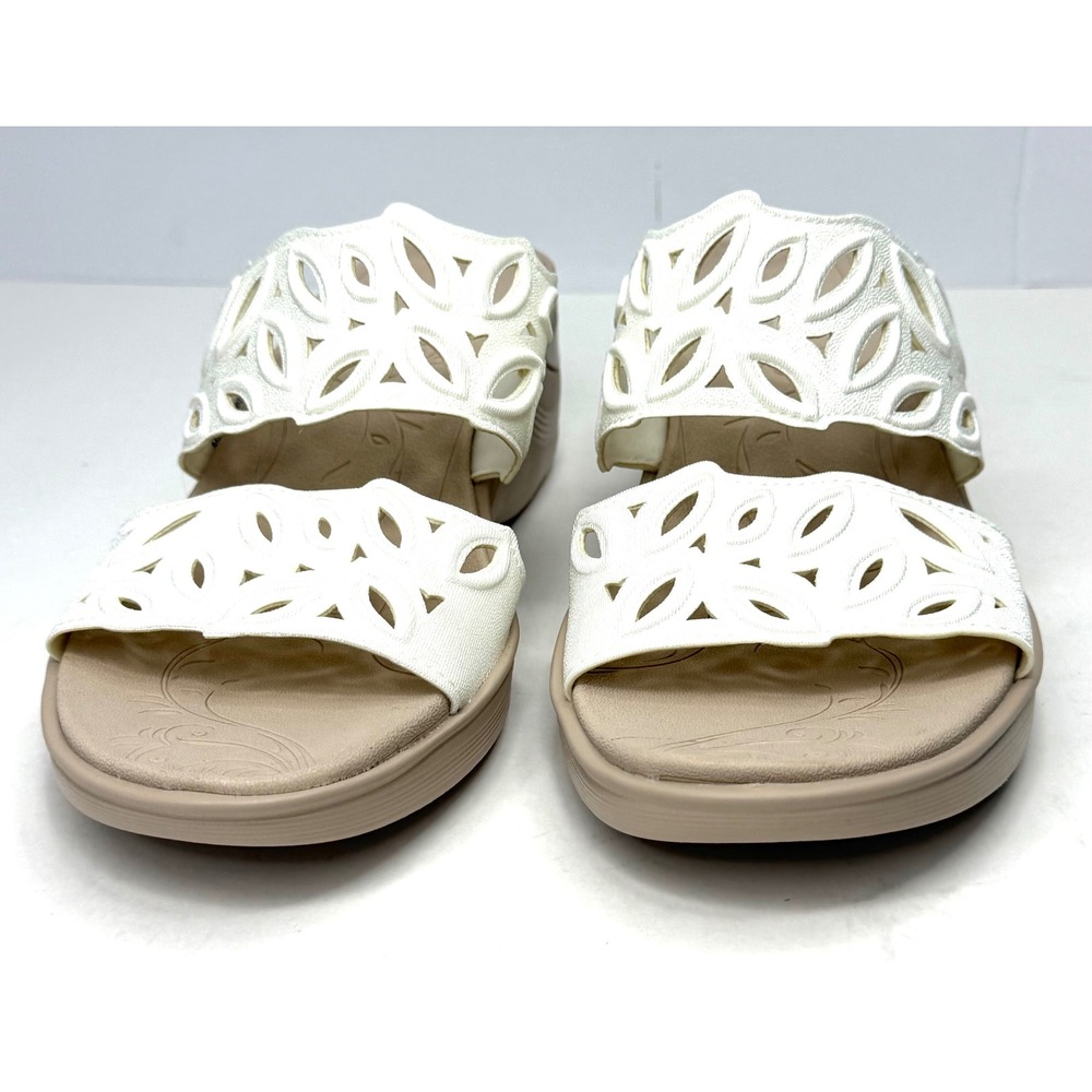 LifeStride Women's Delight Washable Slide Wedge Sandals White Size 7M NWT/BOX